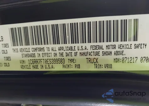 2014 Ram 1500 Express z USA, uszkodzony, nr VIN 1C6RR7FT0ES399583